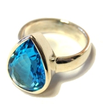 Topas-Tropfen-Silberring. Gr.56, 359,-€